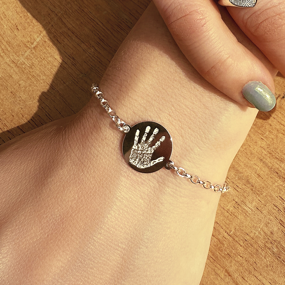 Zilveren armband met ronde vingerafdruk