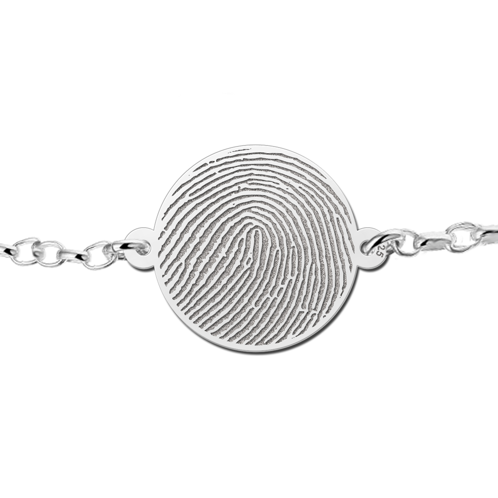 Zilveren armband met ronde vingerafdruk