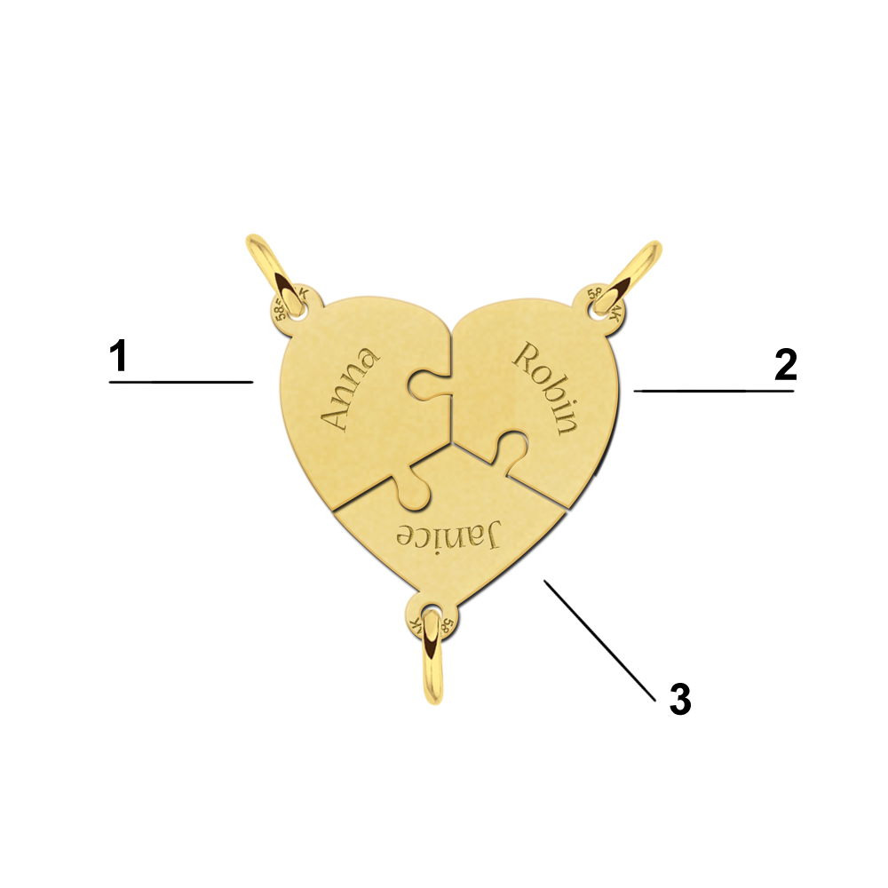 Drie gouden hartjes breekhanger