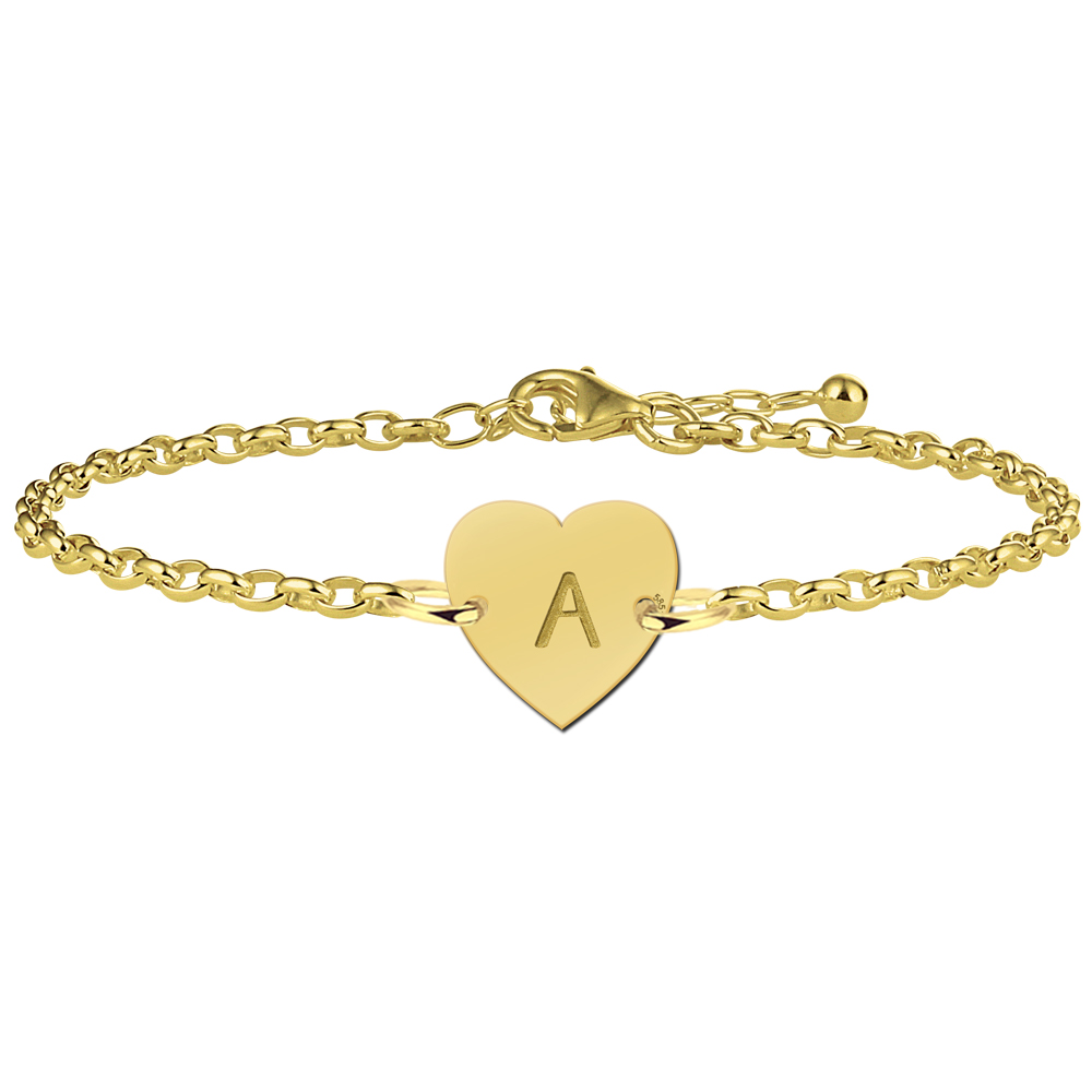 Reden Weggegooid Beurs Gouden armband met letter hart