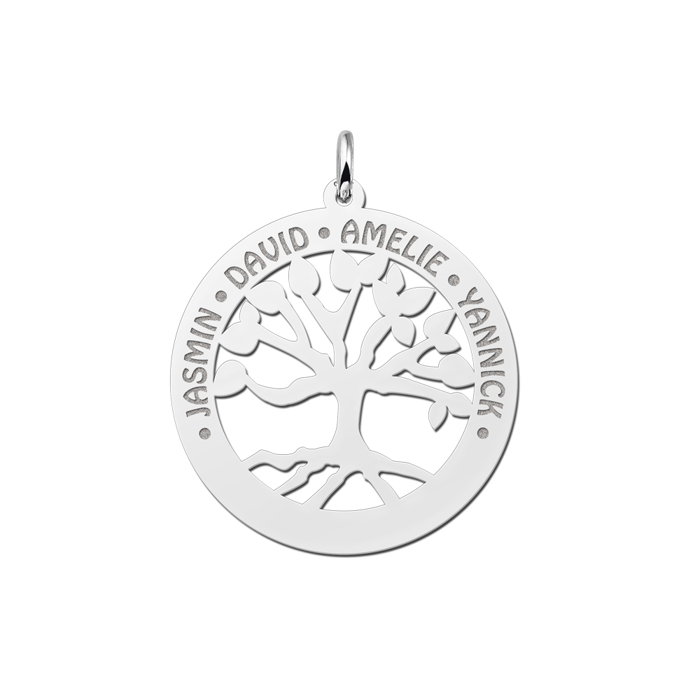 Zilveren familiehanger stamboom