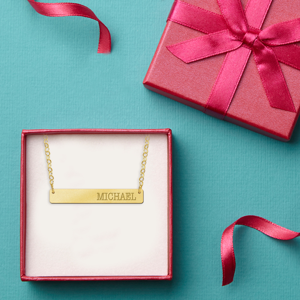 Gouden Bar naamketting medium