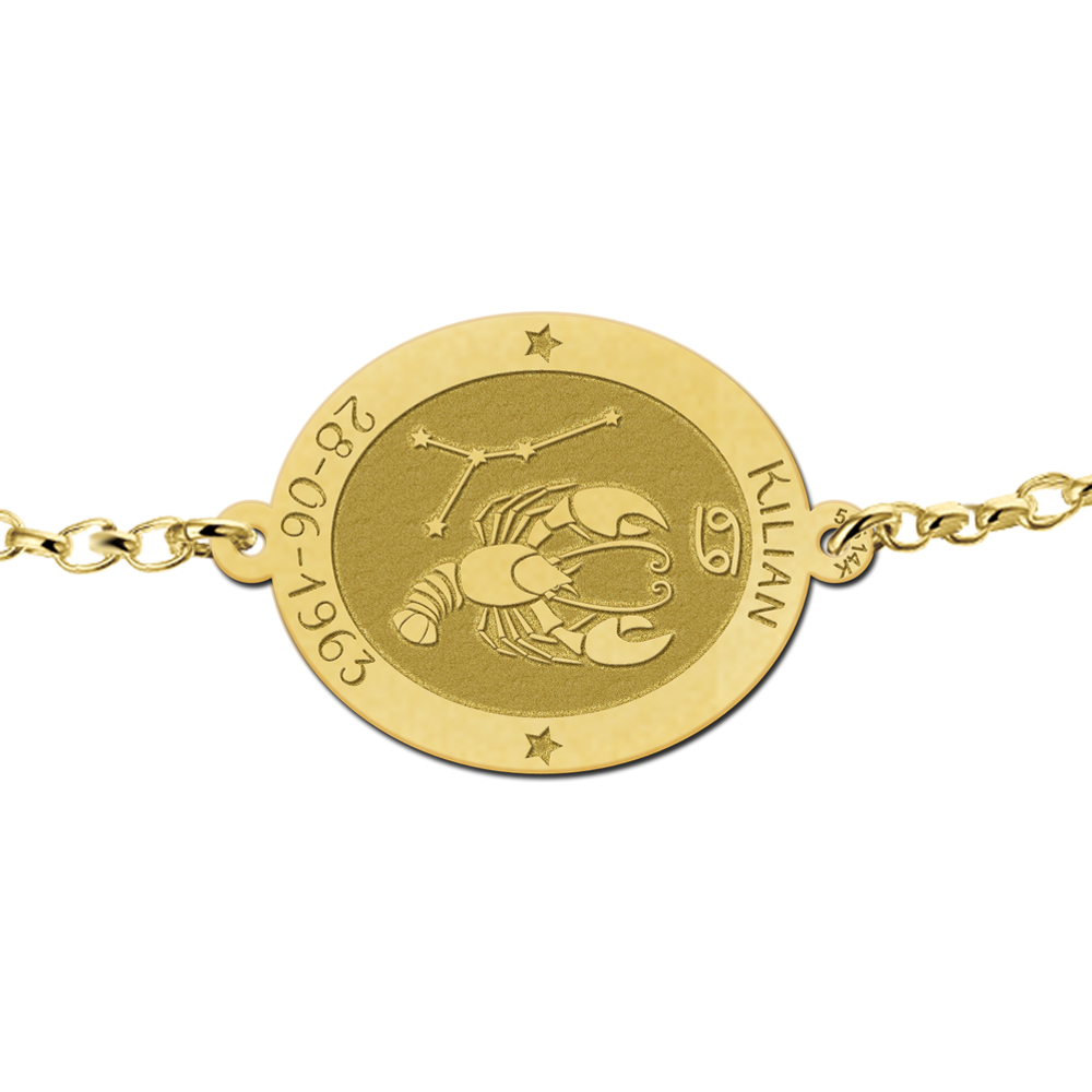 Gouden sterrenbeeld armband ovaal Kreeft