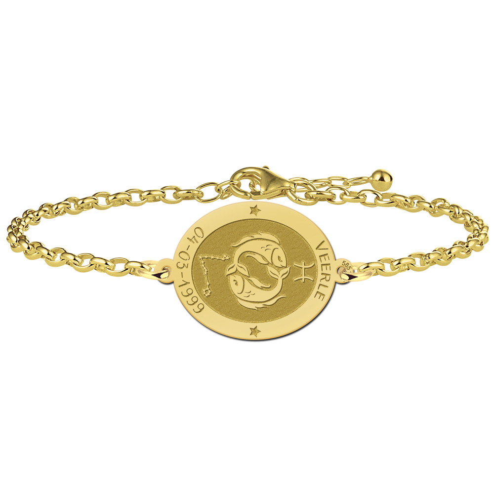 Gouden sterrenbeeld armband ovaal Vissen