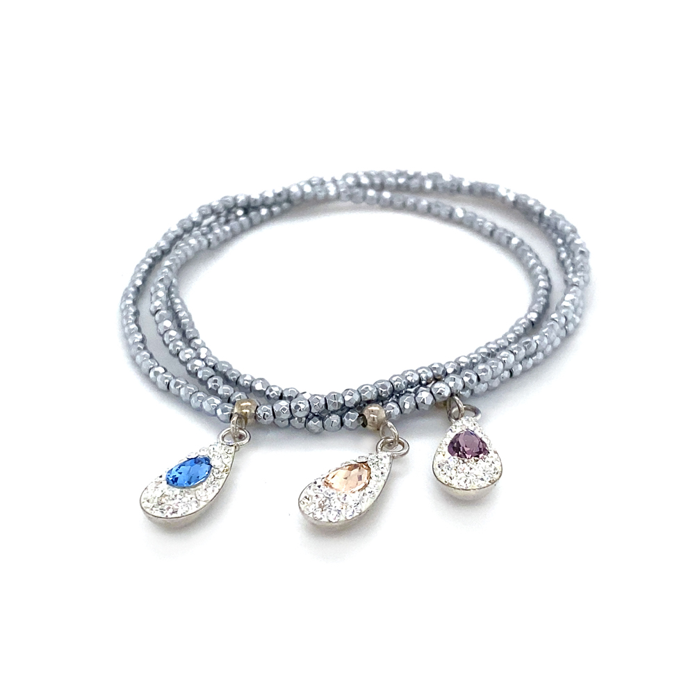 Rek armband met druppel steentje