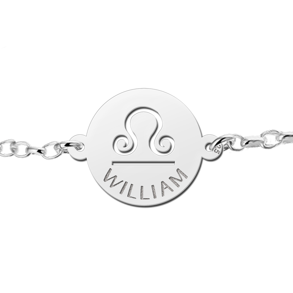 Zilveren armband met sterrenbeeld rond Weegschaal