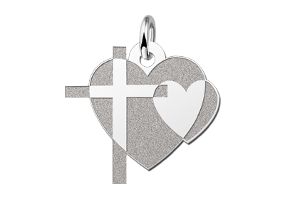 Zilveren hanger hart en kruis 0,8mm