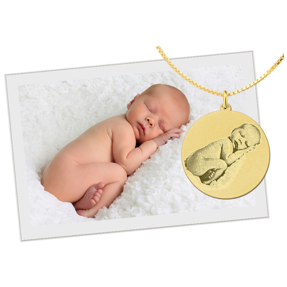 Gouden foto hanger rond