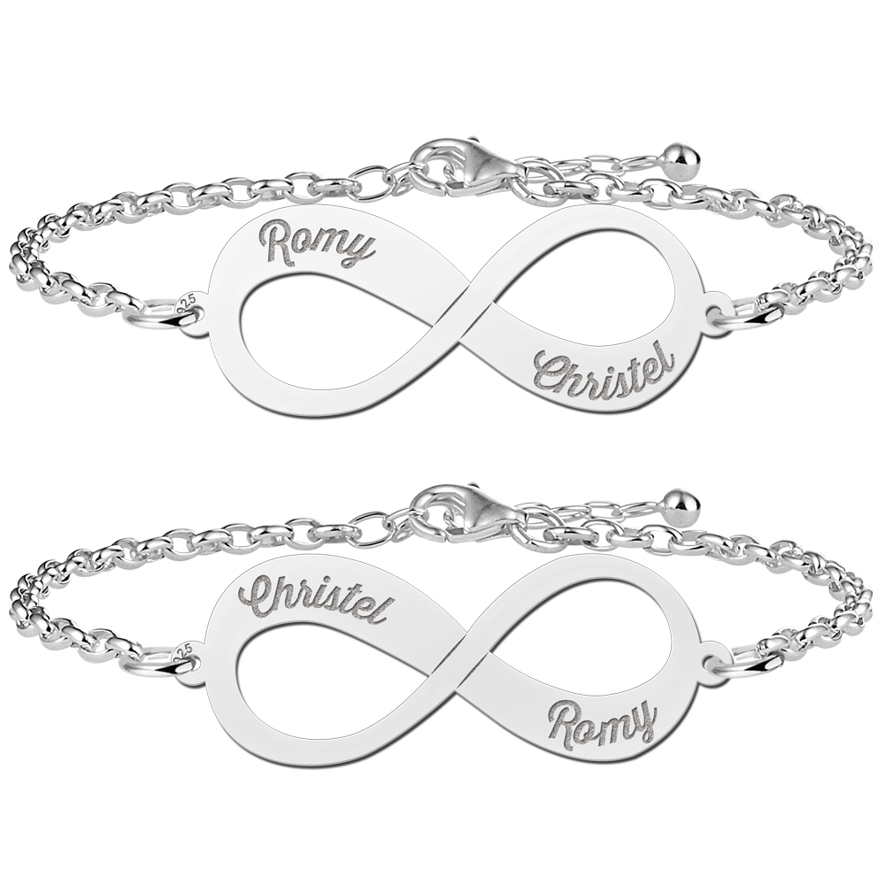 Zilveren infinity armbanden set