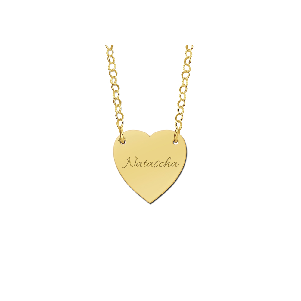 Gouden minimalistische ketting met hartje en gravure