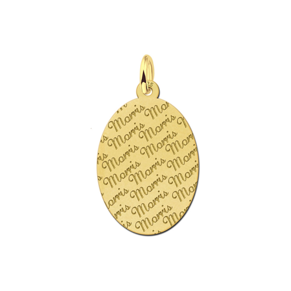 Vergulde ovale hanger naampatroon