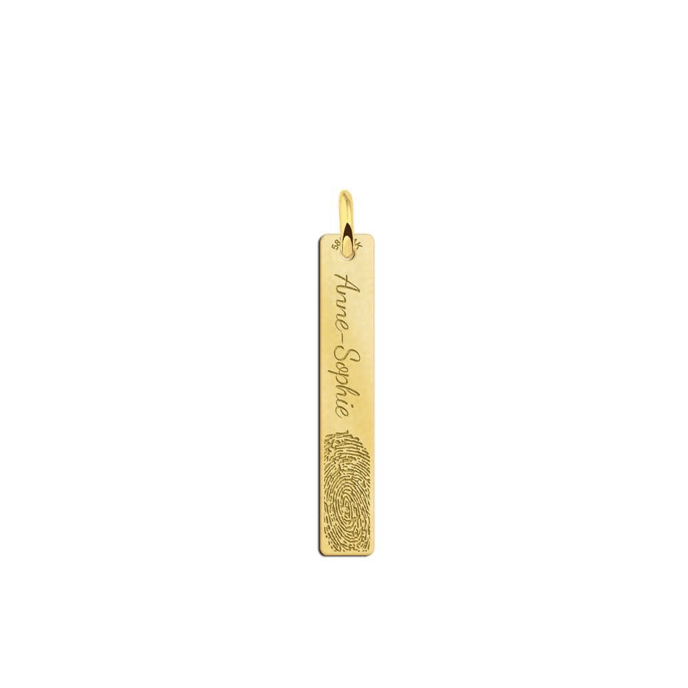 Gouden hanger bar met eigen vingerafdruk