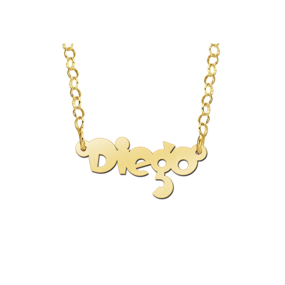 Gouden kinder naamketting model Diego