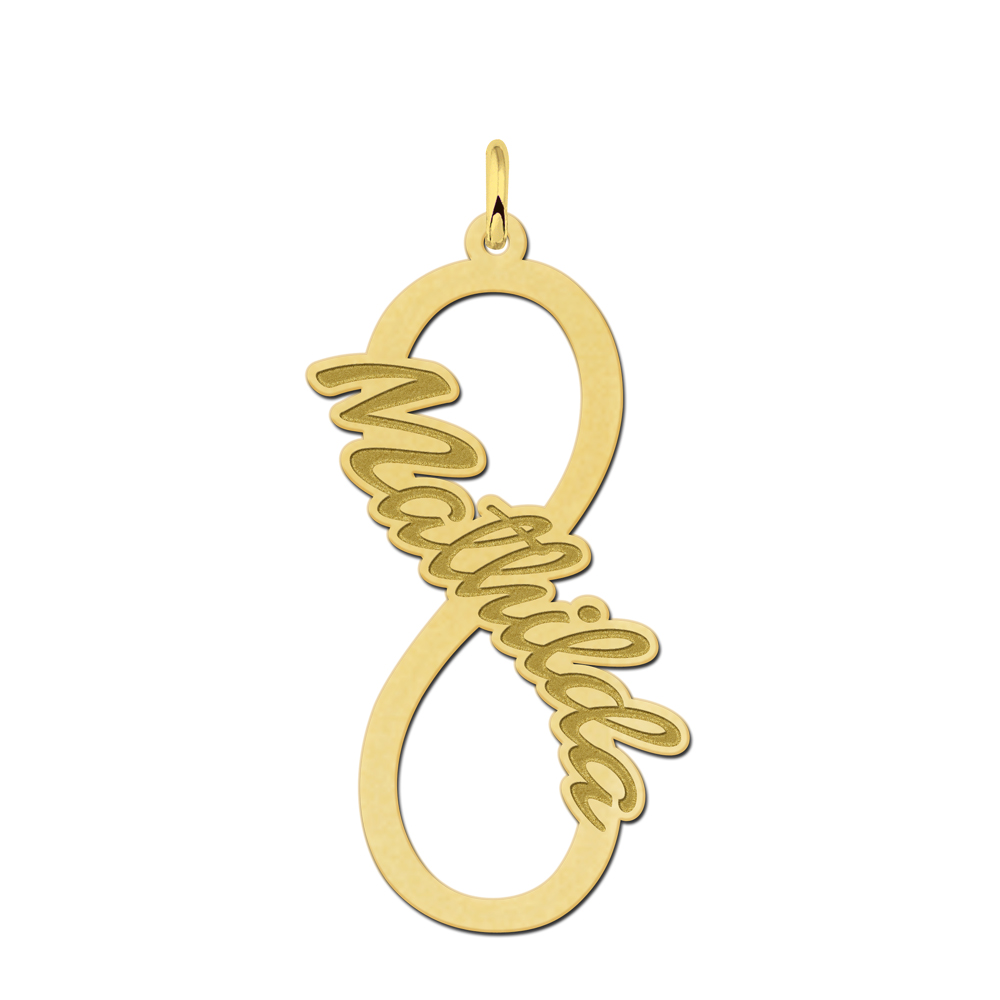 Gouden infinity hanger met geschreven naam